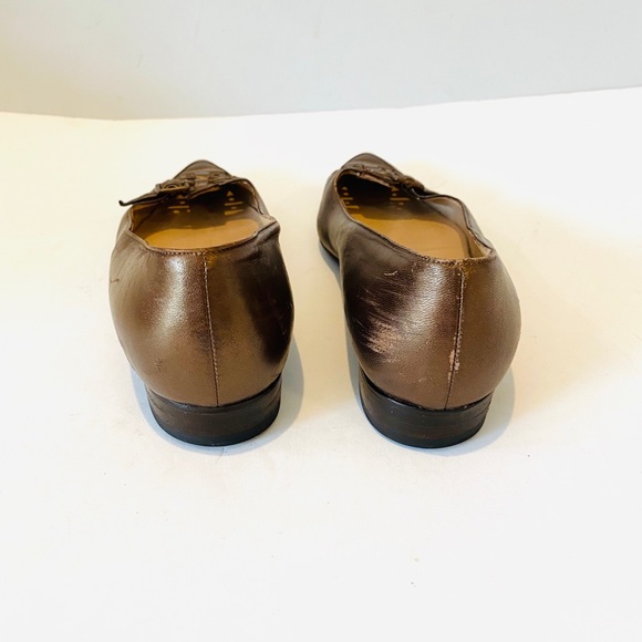 Manolo Blahnik Golden Brown Pointed Toe Flats - Picture 7 of 8